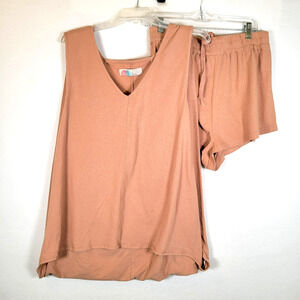 Free People Beach Womens Santina Set Tank Shorts Top Size Large Orange Summer